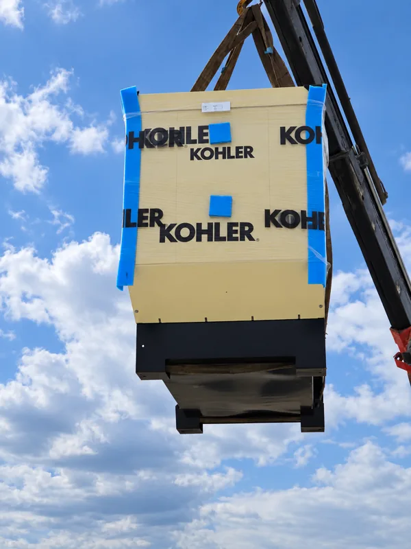 Lifting the generator into position