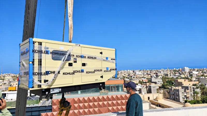 Lifting a generator to the rooftop